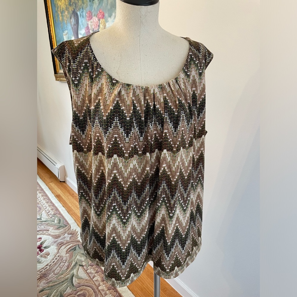 Jones Studio Pleated Patterned Tank